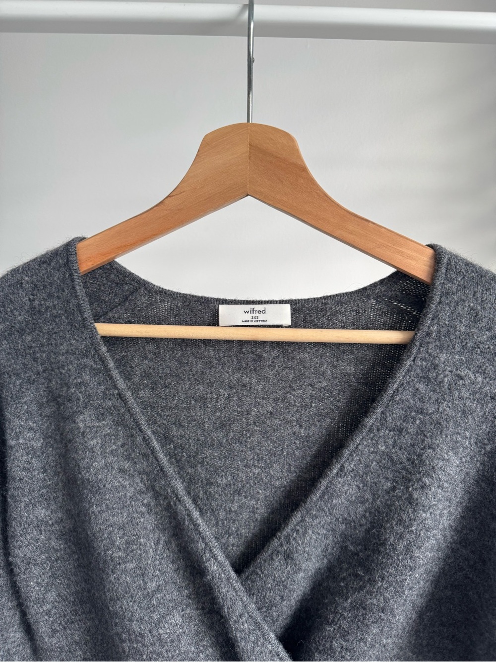 Aritzia SoftSpoke Dear Wrap Sweater Wrap V-Neck Sweater in Heather Charcoal - Picture 3 of 4